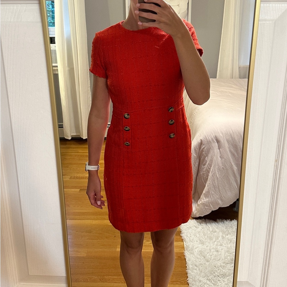 Red tweed dress